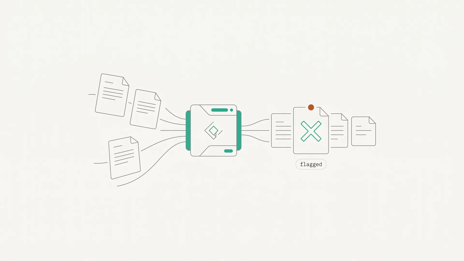 An AI scan flagging a wrong-year and unreadable document, with an approve-or-reject toggle