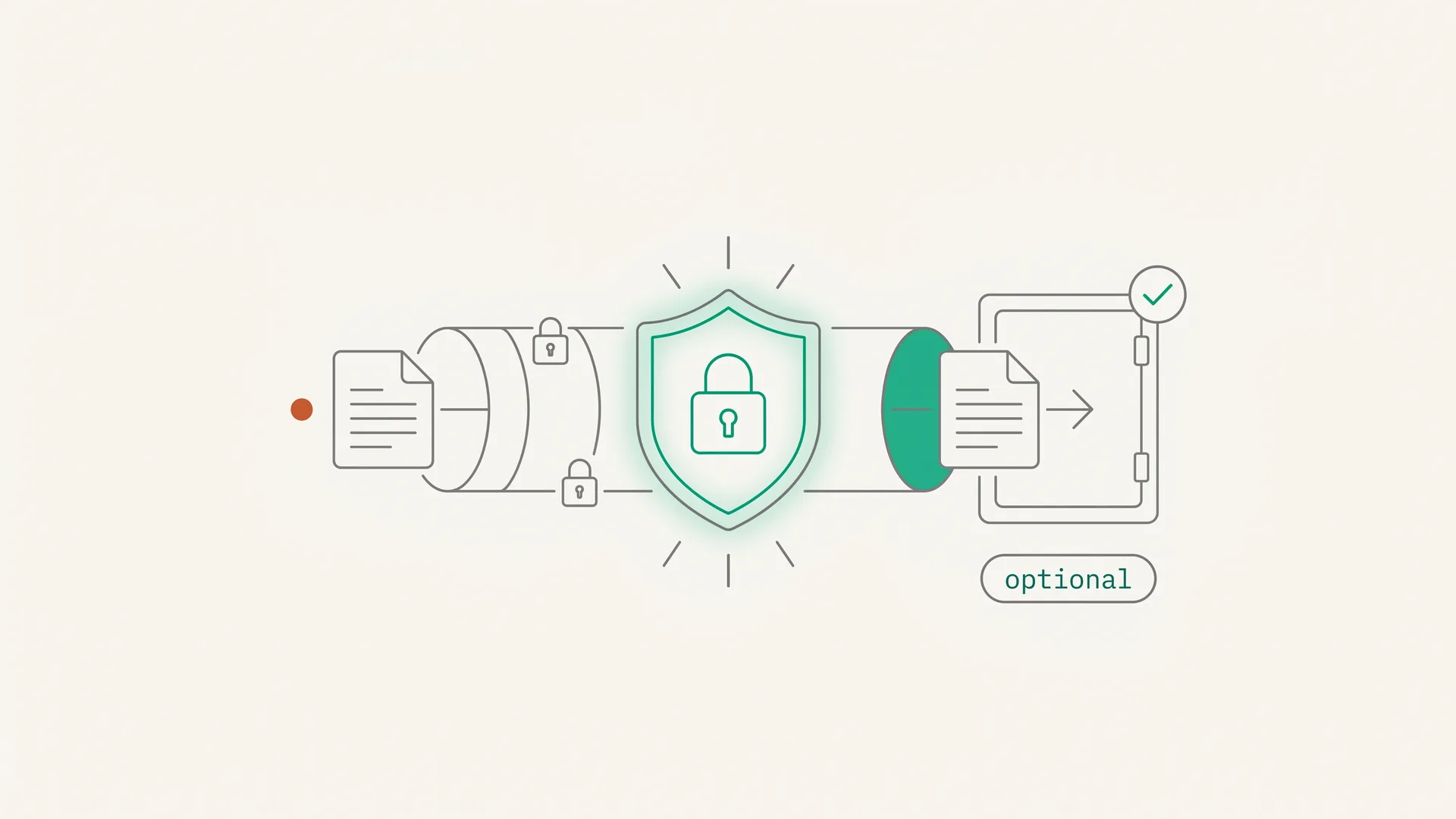 Encrypted document upload interface with security lock and progress indicators